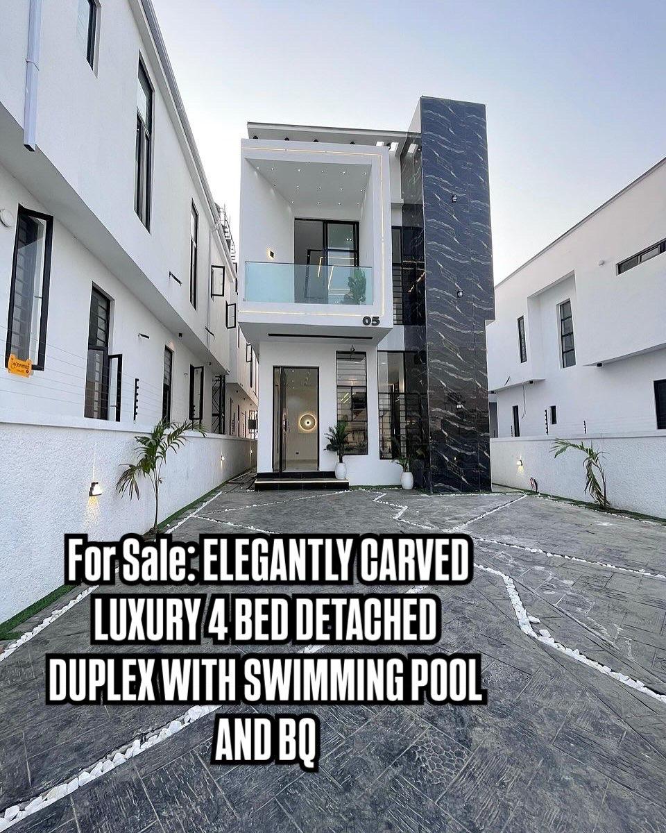 ELEGANTLY CARVED LUXURY 4 BED DETACHED DUPLEX WITH SWIMMING POOL AND BQ